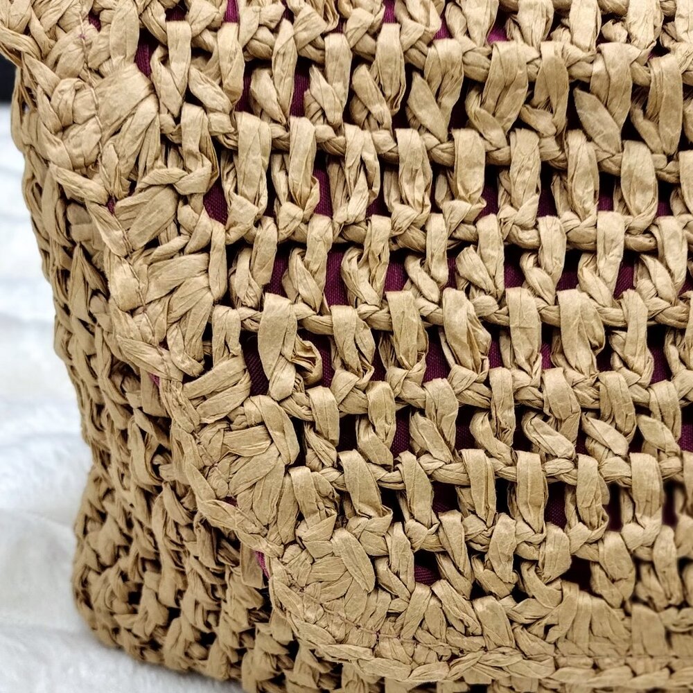 Melrose and Market Woven Envelope Clutch Pink Lined Boho Resortcore Vacation Bag - Picture 9 of 9